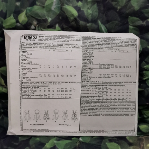 2 UNCUT Sewing Patterns McCall's M5700 & M5623 for Dresses, Hillary Duff, empire - Picture 3 of 7